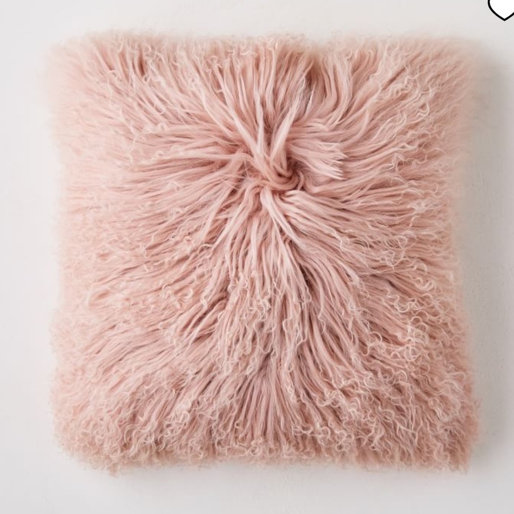 West Elm Mongolian lambs wool pillow cover / 16x16 / blush pink